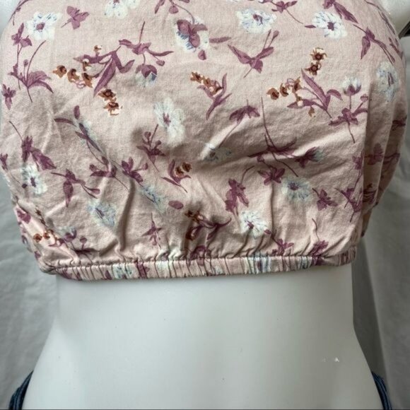 Ivy & Main Floral Tube Tank Pink Lavender Crop Tank Top Size XS& - Picture 4 of 7